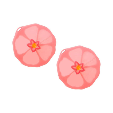 4 Inch Hibiscus Silicone Drink Covers 2 pack